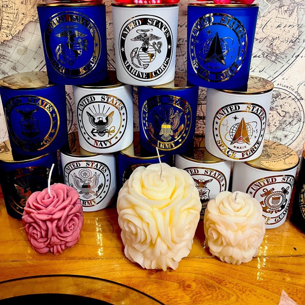 Luxury candle customization pick your emblem 8 oz with lid
